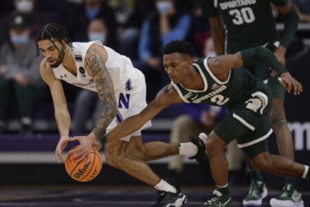 Northwestern loses a 13-point 1st-half lead and falls to No. 10 Michigan State 73-67