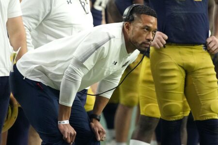 Notre Dame jumps to a 21-point lead but can’t hold on in a 37-35 loss to Oklahoma State in the Fiesta Bowl, spoiling Marcus Freeman’s head-coaching debut