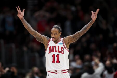 DeMar DeRozan is named a starter for the NBA All-Star Game, the first Chicago Bulls player to earn the honor since 2017