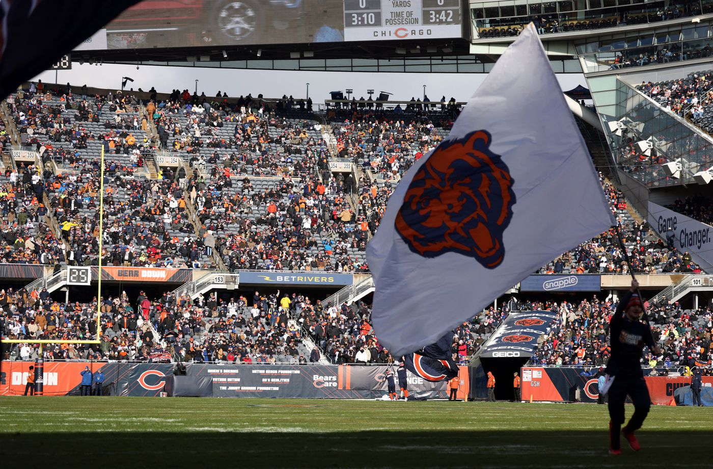 Bears fans watch the game on Jan. 2, 2022 at Soldier Field.