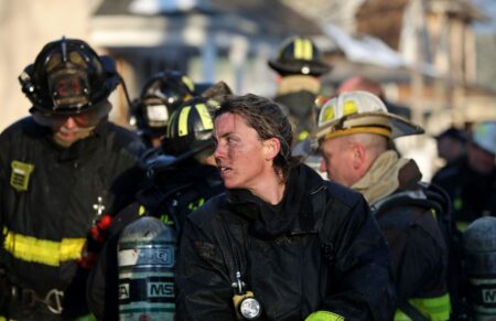 ‘Look at my house,’ sobs woman who took cigarette break at the right time as house erupts into backdraft-style blaze that left at least 7 firefighters injured