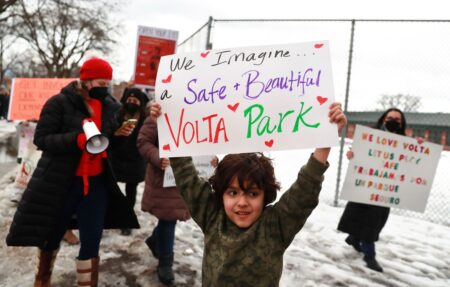 Volta Elementary parents, students march for peace, play in wake of recent shooting outside Albany Park neighborhood school