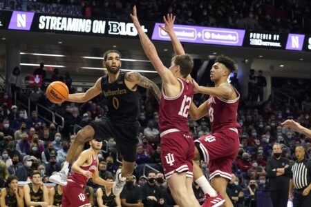 Northwestern wins its 3rd straight game, outlasting short-handed Indiana 59-51