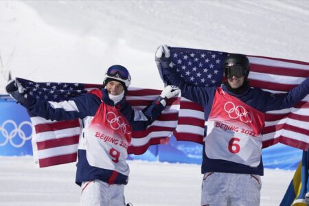 US freestyle skiers Alex Hall and Nick Goepper win gold and silver in Olympic men’s slopestyle