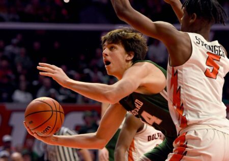 2022 Mr. and Ms. Basketball of Illinois winners: Braden Huff of Glenbard West and Sophie Swanson of Barrington