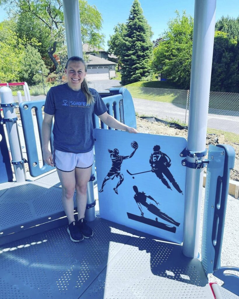 Kendall Coyne Schofield and Michael Schofield put their stamp on a new park near where gold medalist grew up in Palos Heights