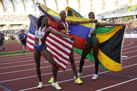 Tori Franklin medals in the triple jump at worlds — a history-making comeback for the Westmont native after Olympic disappointment