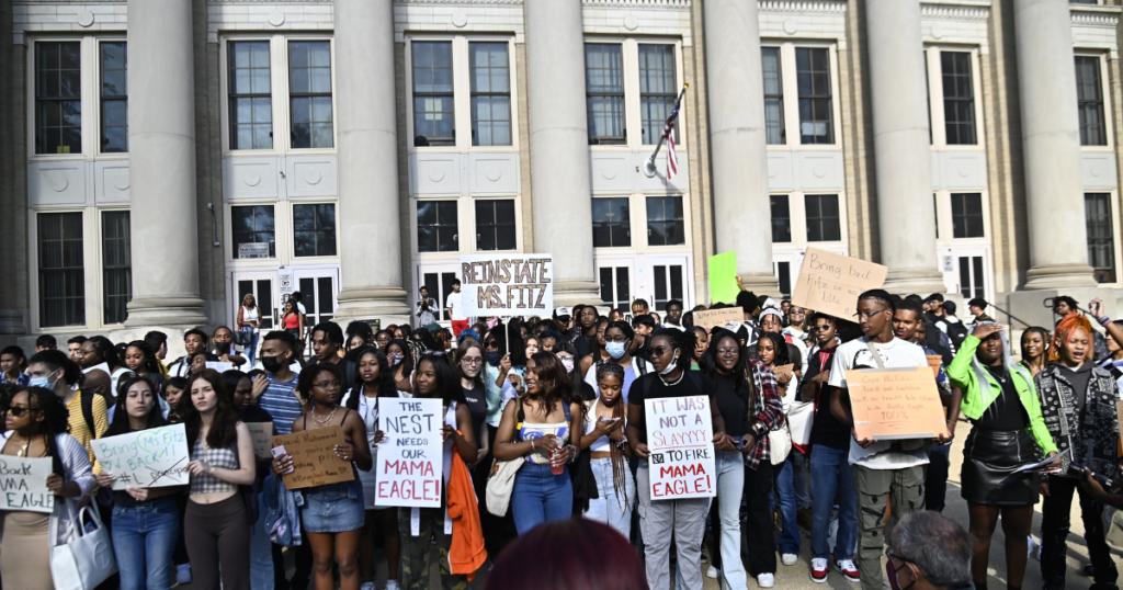 Students walk out first day of school at Lindblom