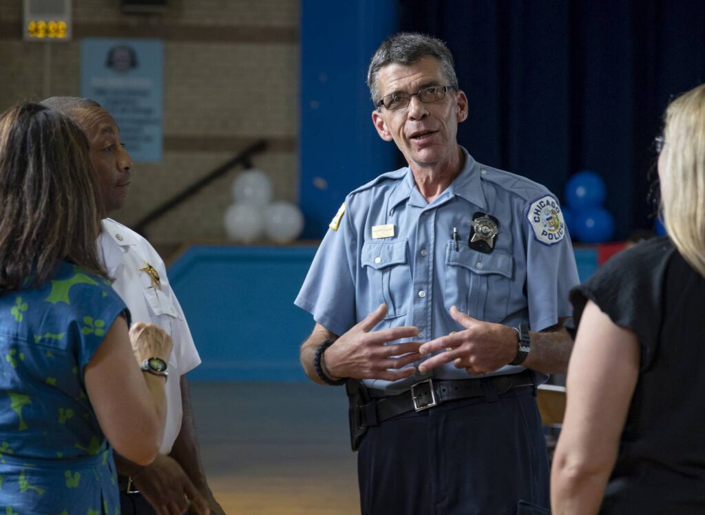 Academy of St. Benedict the African in West Englewood hosts barbecue to thank cops and others