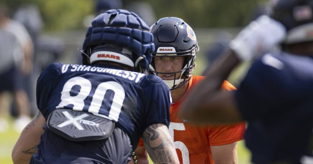 4 things we heard after the Chicago Bears’ 1st padded practice, including how Trevor Siemian sees Justin Fields fix mistakes