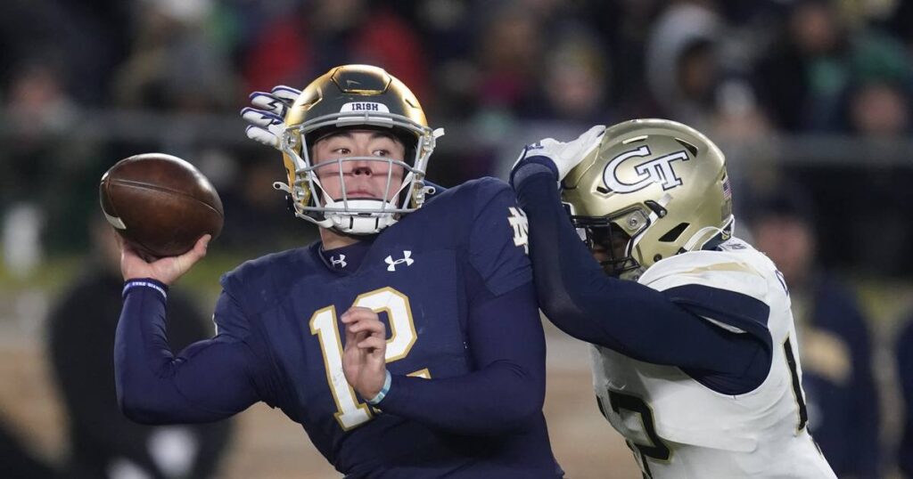 Notre Dame names Tyler Buchner its starting QB — and the Irish lose WR Avery Davis to a torn ACL in his right knee