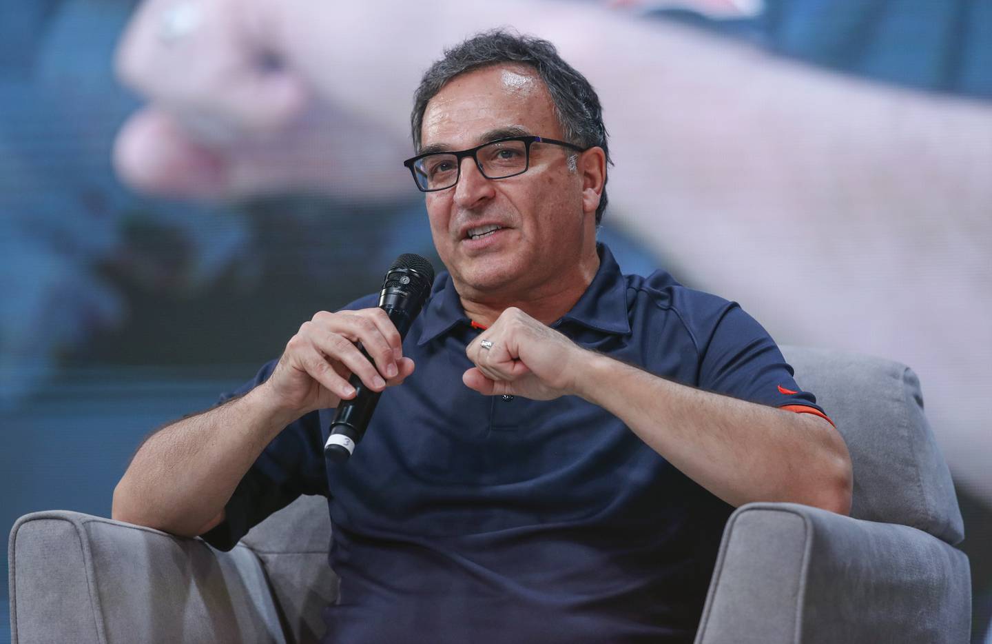Chicago Bears President and Chief Executive Officer Ted Phillips speaks during on a panel on June 9, 2019.