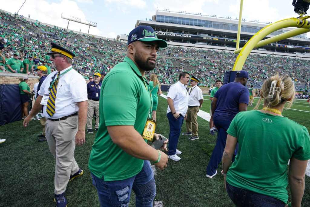Manti Te’o returns to Notre Dame for his 1st public appearance on campus in a decade: ‘It’s always good to be home’