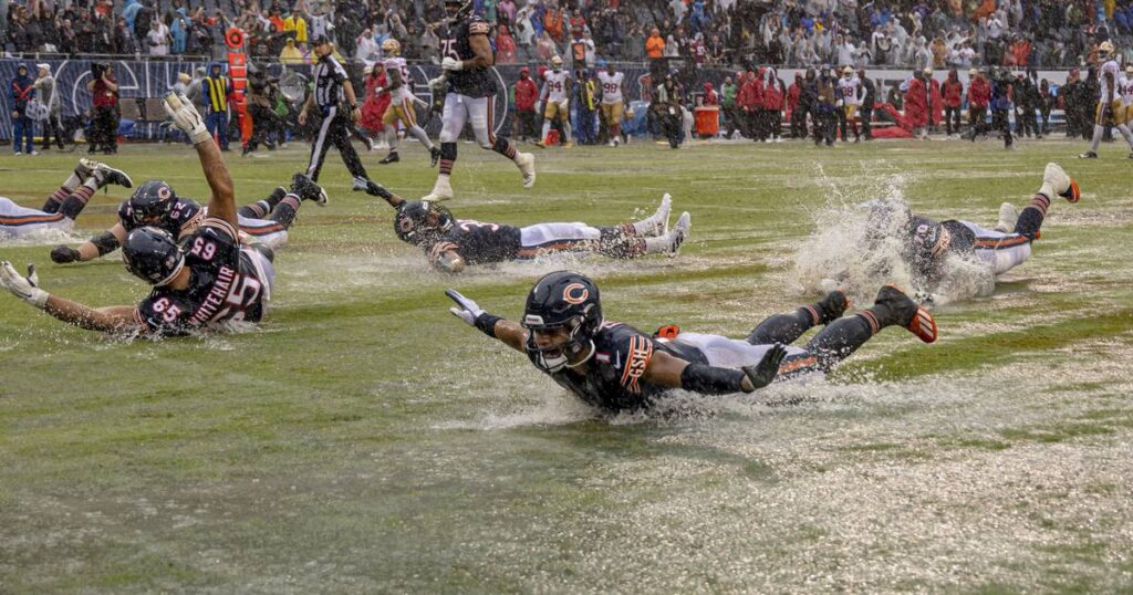 Justin Fields’ Slip ‘N Slide celebration — ‘a snapshot moment’ — caps the Chicago Bears’ wild, wet comeback win