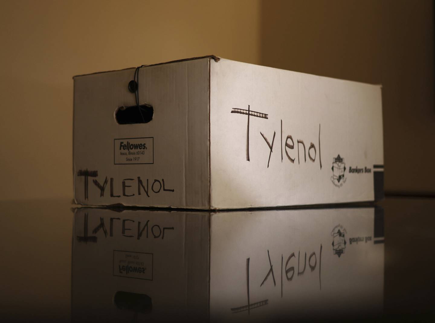 The law firm Corboy & Demetrio sued Johnson & Johnson in 1983 over the Tylenol poisonings. A box of documents was photographed this year at the firm's offices.