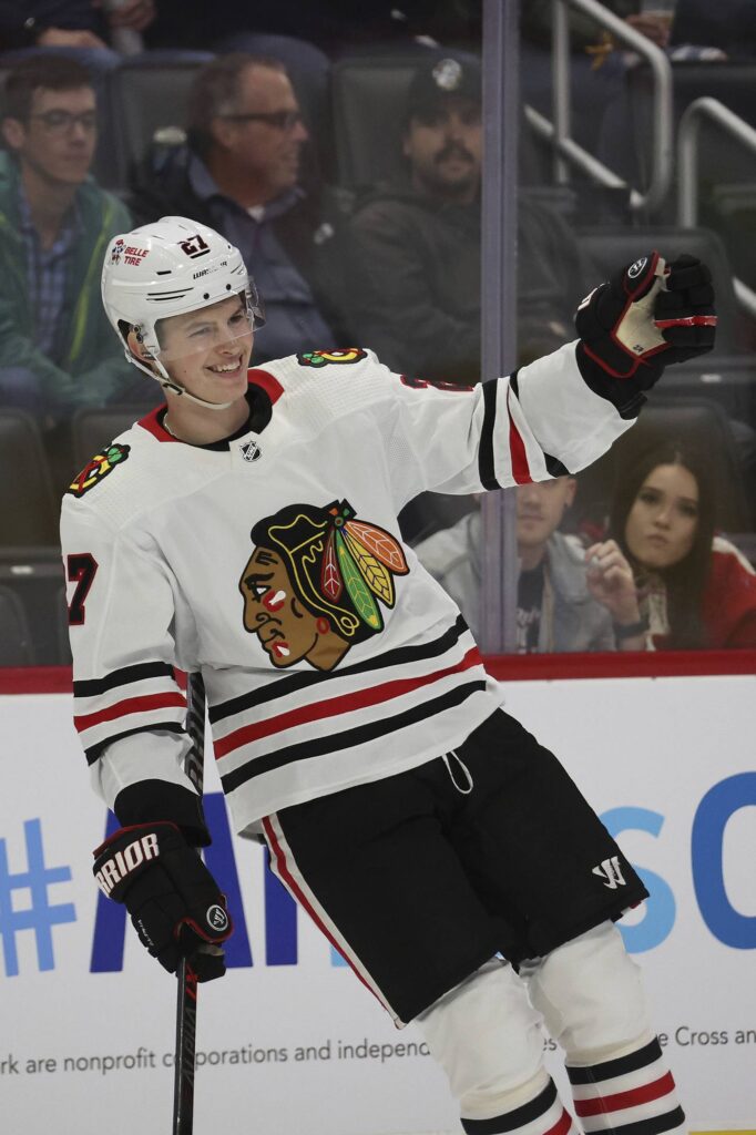 Chicago Blackhawks send top prospect Lukas Reichel back to Rockford: ‘Why not go be the best center down there?’