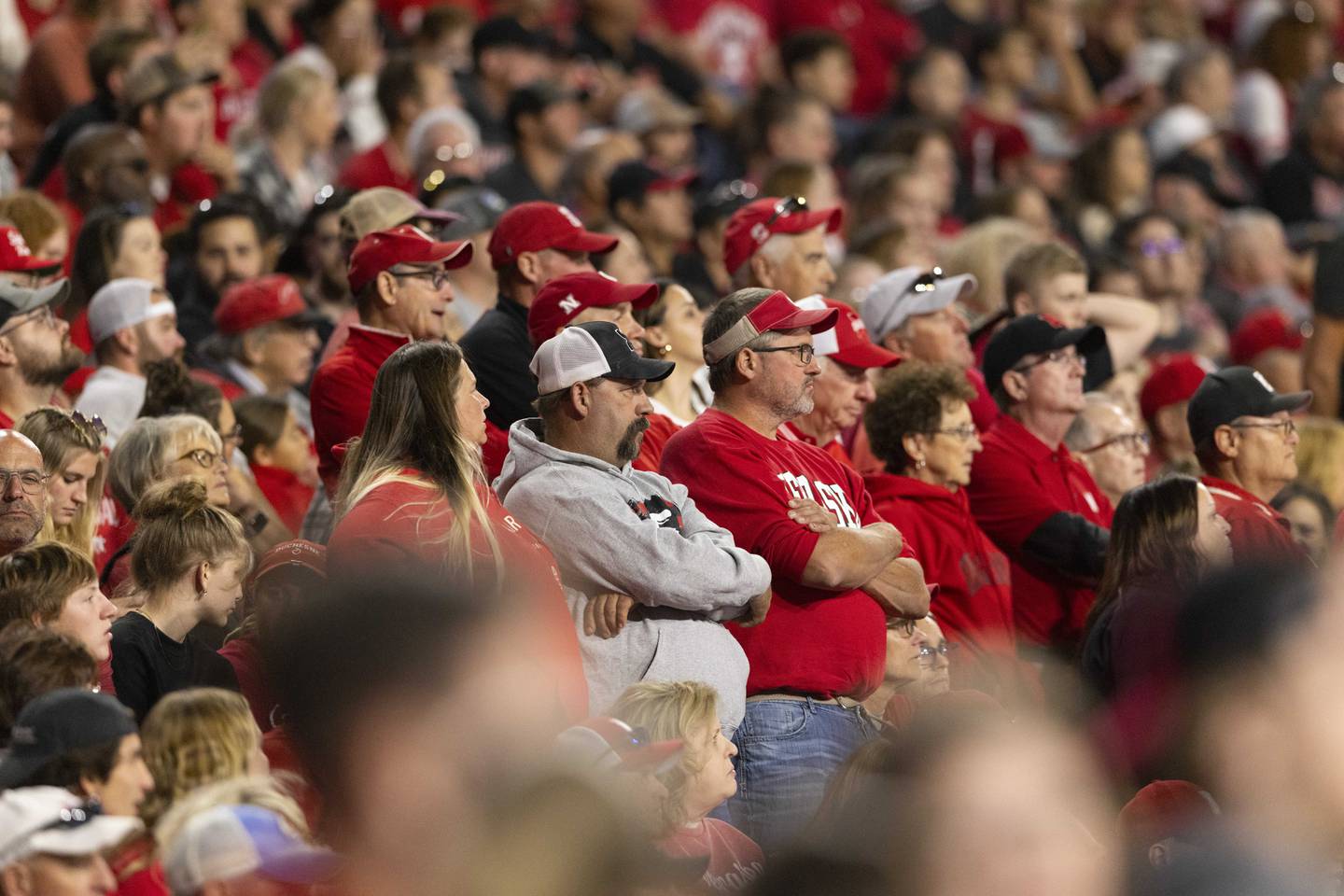 Nebraska fans watch as their team plays against Indiana during the second half of a game on, Oct. 1, 2022.