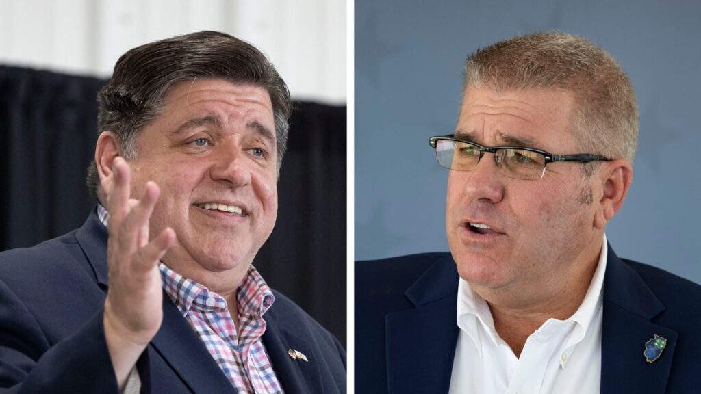 Gov. J.B. Pritzker and GOP challenger Darren Bailey facing off in first televised debate