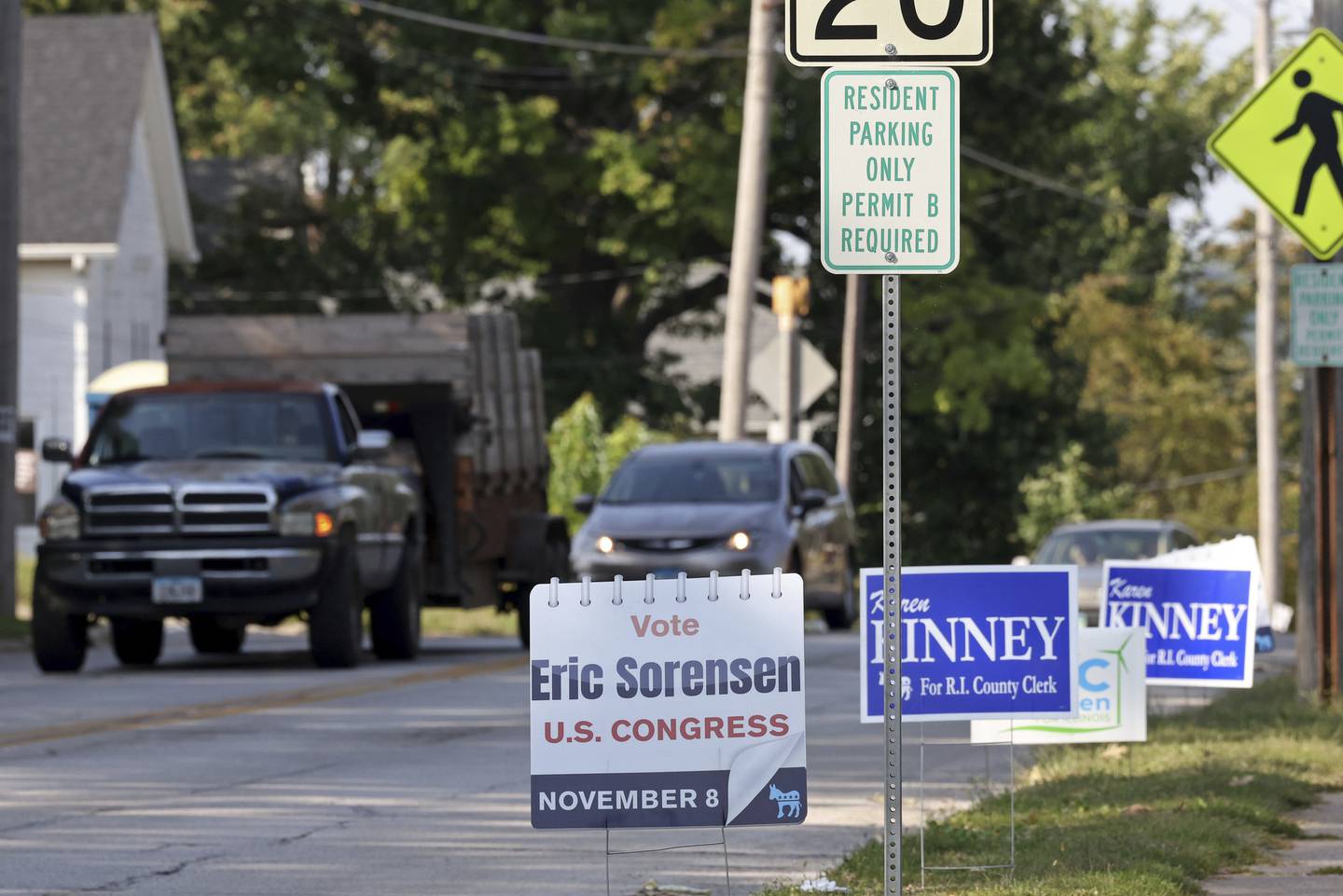 A campaign sign for 17th Congressional District Democratic candidate Eric Sorensen is posted on 30th Street, Sept. 15, 2022, in Rock Island.