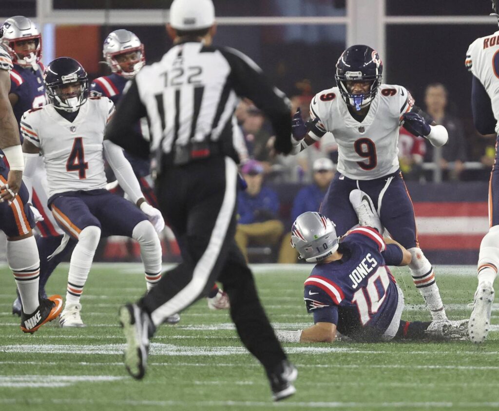 Chicago Bears safety Jaquan Brisker calls Mac Jones kicking him in the groin ‘pretty dirty’ and says the New England Patriots QB should be fined