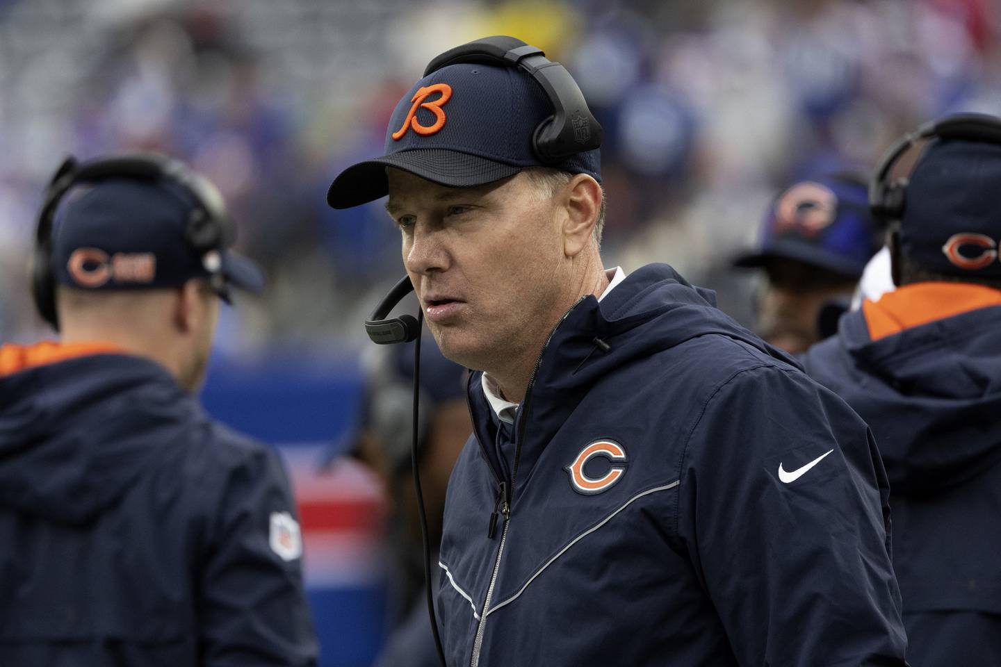 Bears coach Matt Eberflus during the fourth quarter of the game against the Giants on Oct. 12, 2022.