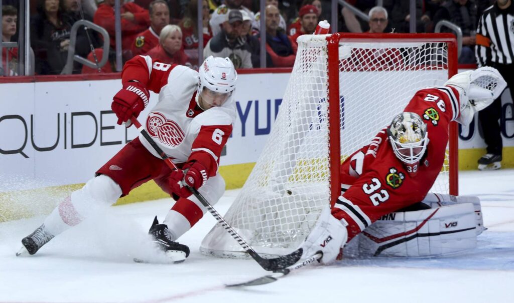 5 takeaways from the Chicago Blackhawks’ 4-3 OT win against the Detroit Red Wings in the home opener, including Sam Lafferty’s savvy play