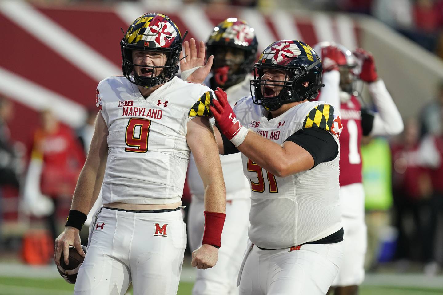 If Taulia Tagovailoa can't play Saturday against Northwestern, quarterback Billy Edwards Jr., left, celebrating after a touchdown against Indiana, is expected to start.