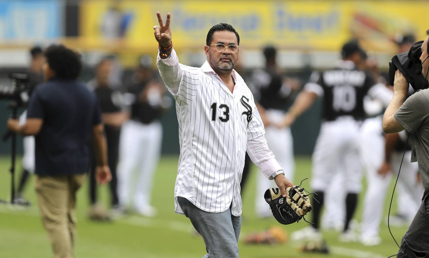 Ozzie Guillén is announced as the 1993 AL West championship team is honored before a White Sox game  at Guaranteed Rate Field on July 14, 2018.