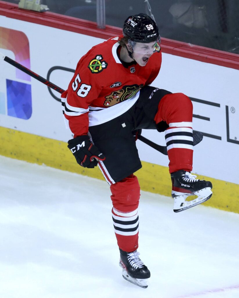 Playing the bumper isn’t glamorous, but MacKenzie Entwistle wants to capitalize on his role with the Chicago Blackhawks