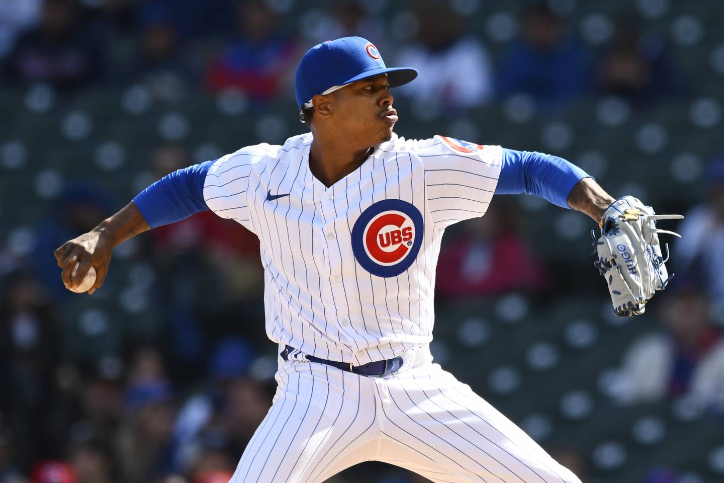 Cubs starter Marcus Stroman pitches in the first inning Sunday, Oct. 2, 2022, at Wrigley Field.