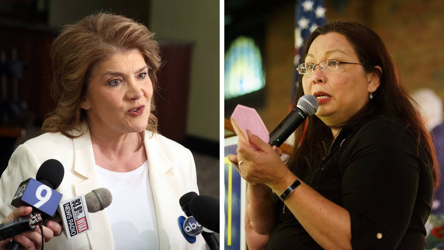 Republican senate nominee Kathy Salvi, left, faces U.S. Sen. Tammy Duckworth in the November election.