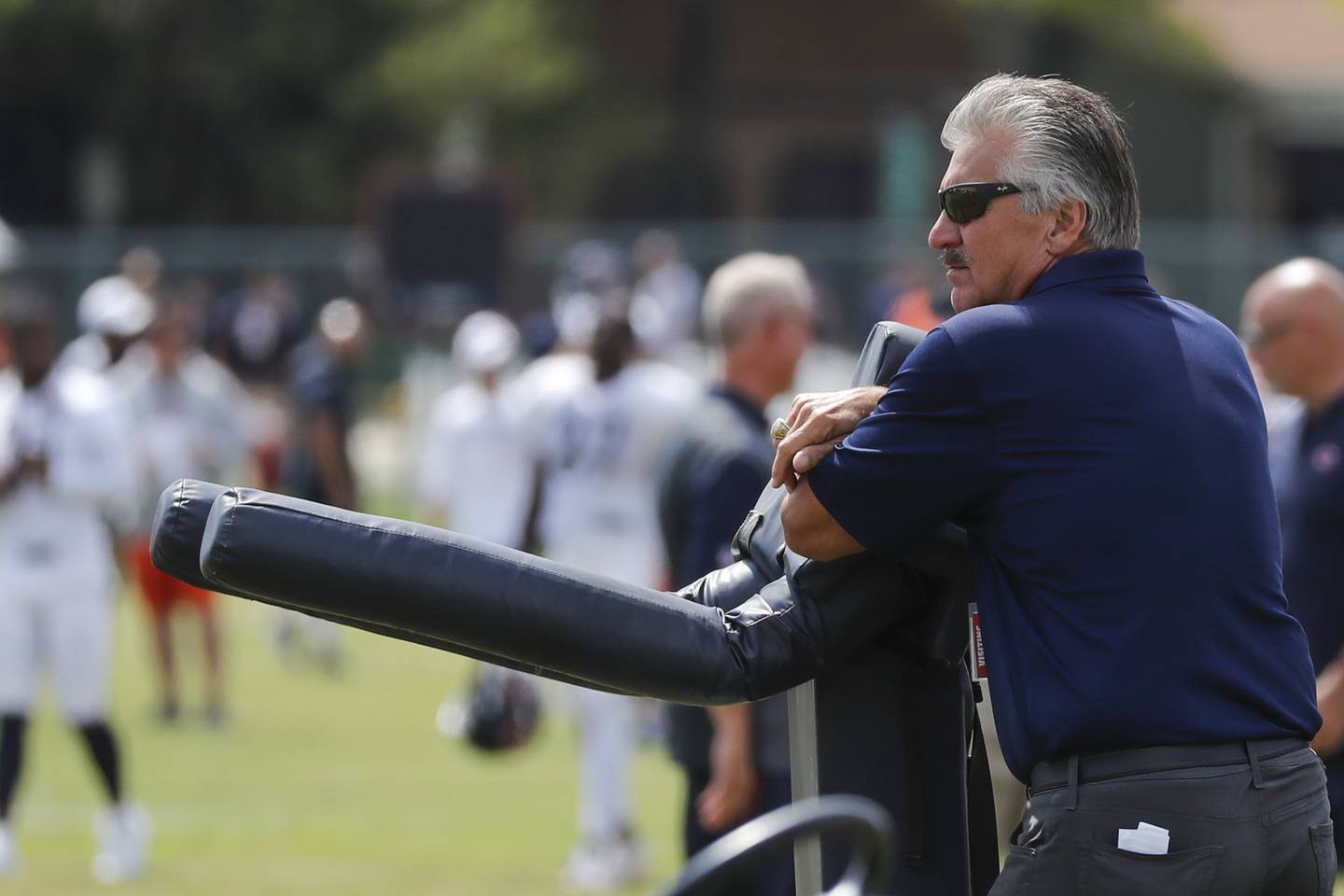 Former Bears head coach Dave Wannstedt watches the end of training camp in Bourbonnais on Aug. 1, 2019.