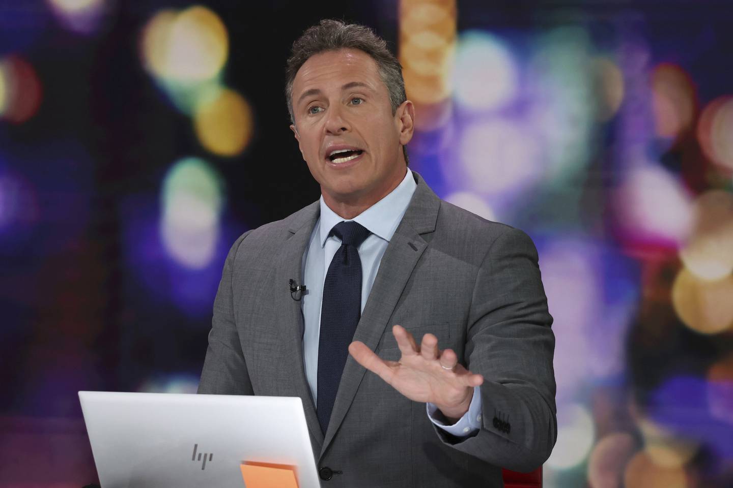 Chris Cuomo speaks during a broadcast from a studio at NewsNation in Chicago on Nov. 7, 2022.  
