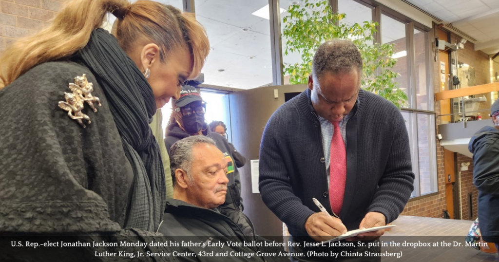 Jonathan Jackson and father, Rev. Jackson early vote—call on all to bring family to polls