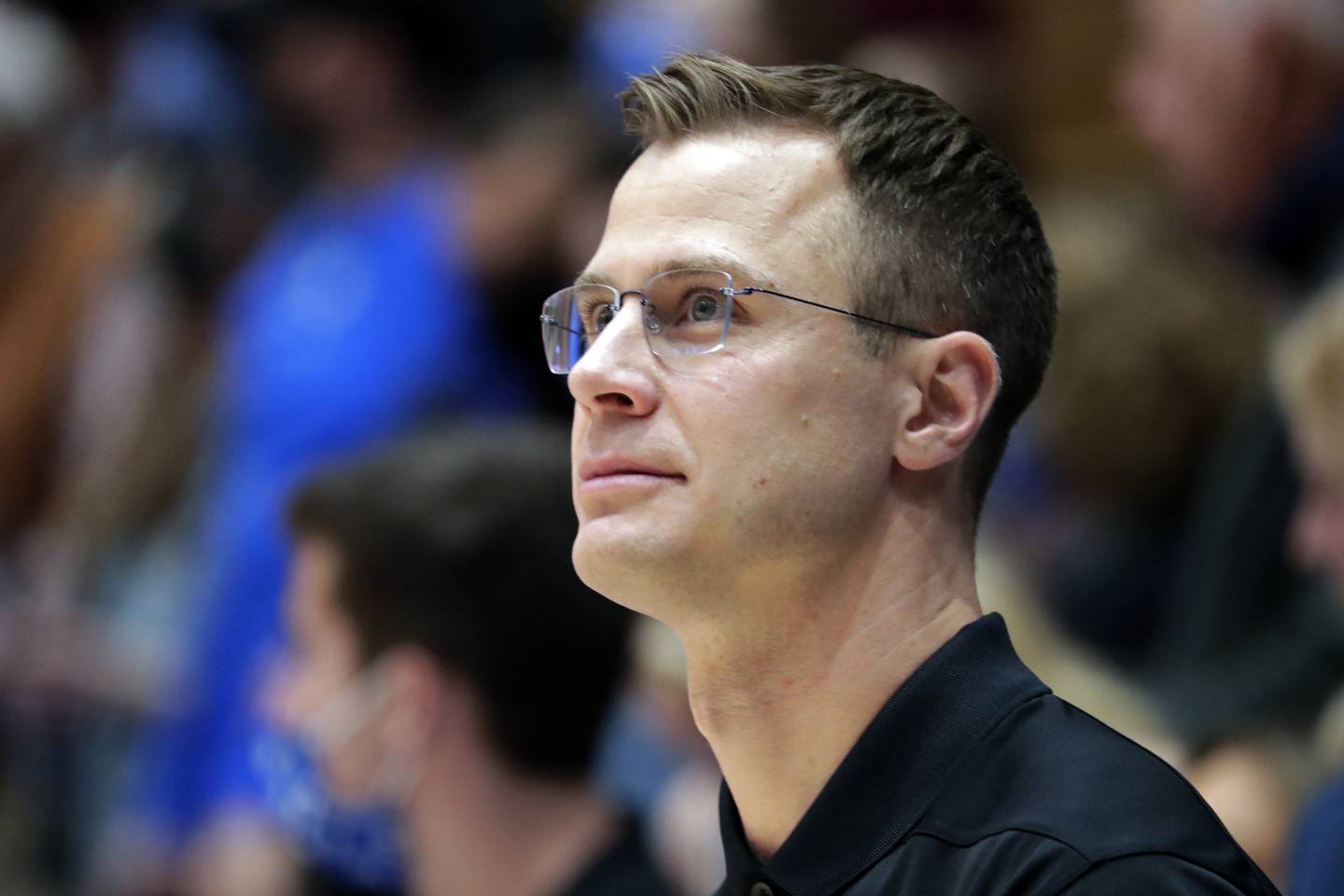 Duke assistant coach Jon Scheyer watches during a game against Gardner-Webb on Nov. 16, 2021, in Durham, N.C.