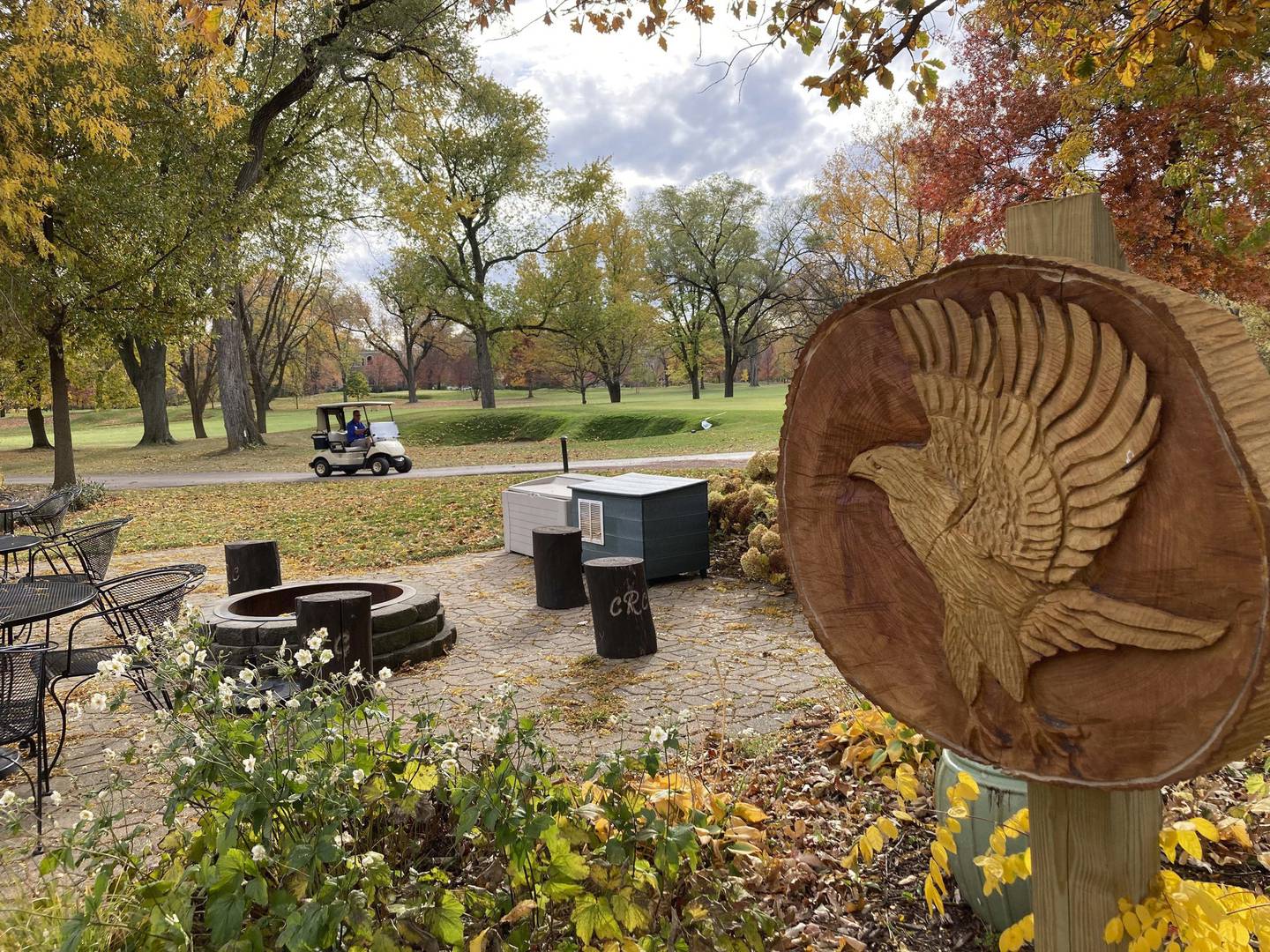 The tree canopy at Ravisloe Country Club in Homewood exhibits bright colors during an open house at the golf club where people were invited to tour the grounds on a late October day to celebrate its new status as a registered arboretum.