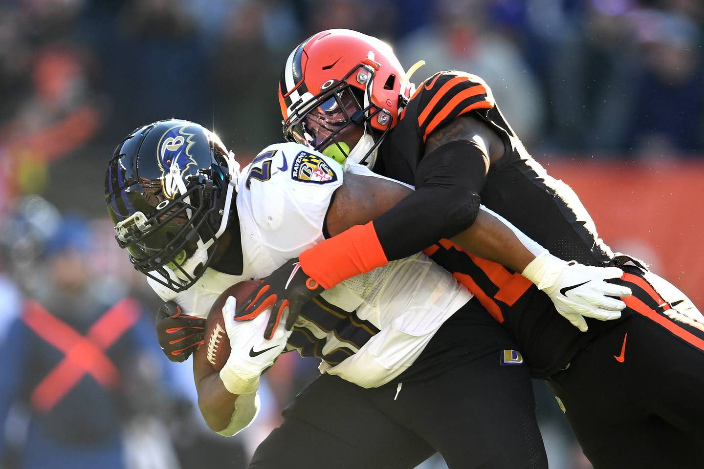 The Ravens' Mark Ingram runs against the Browns during the second quarter on Dec. 22, 2019, in Cleveland.