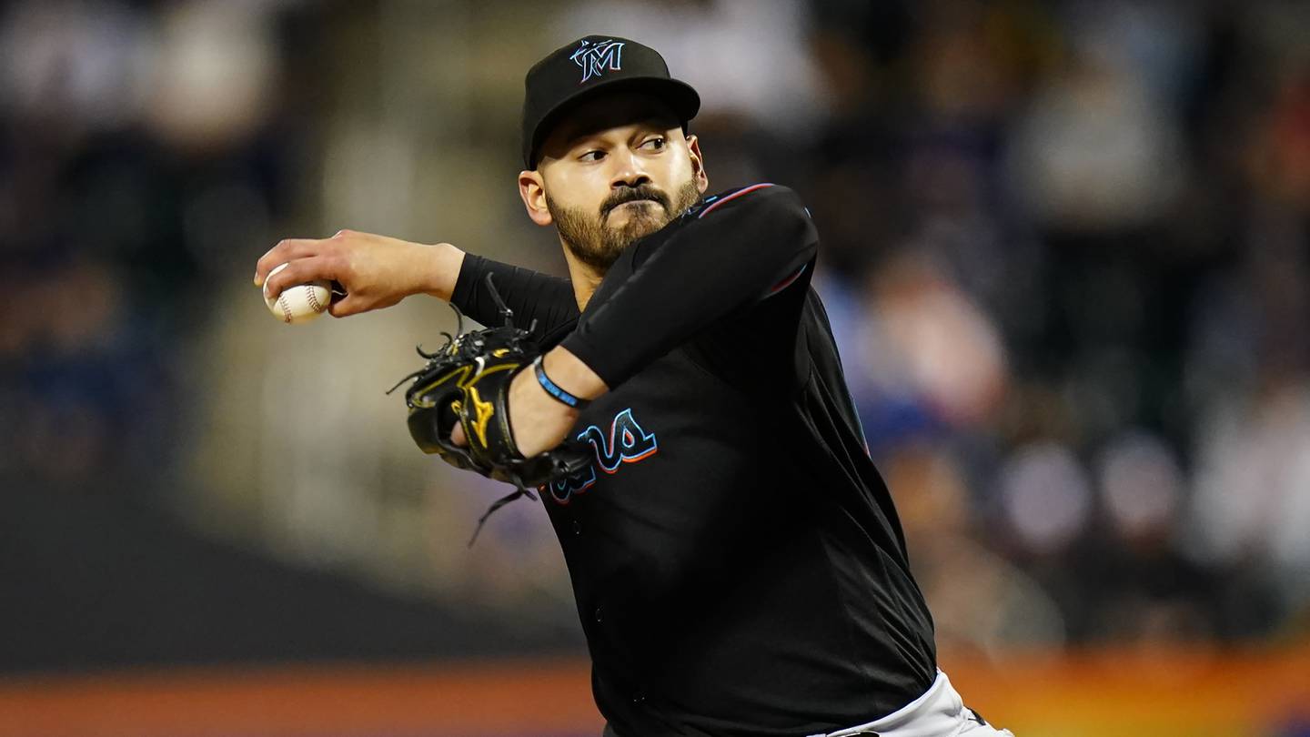 Marlins starting pitcher Pablo Lopez delivers during the first inning of a game against the Mets on Sept. 27 in New York. 