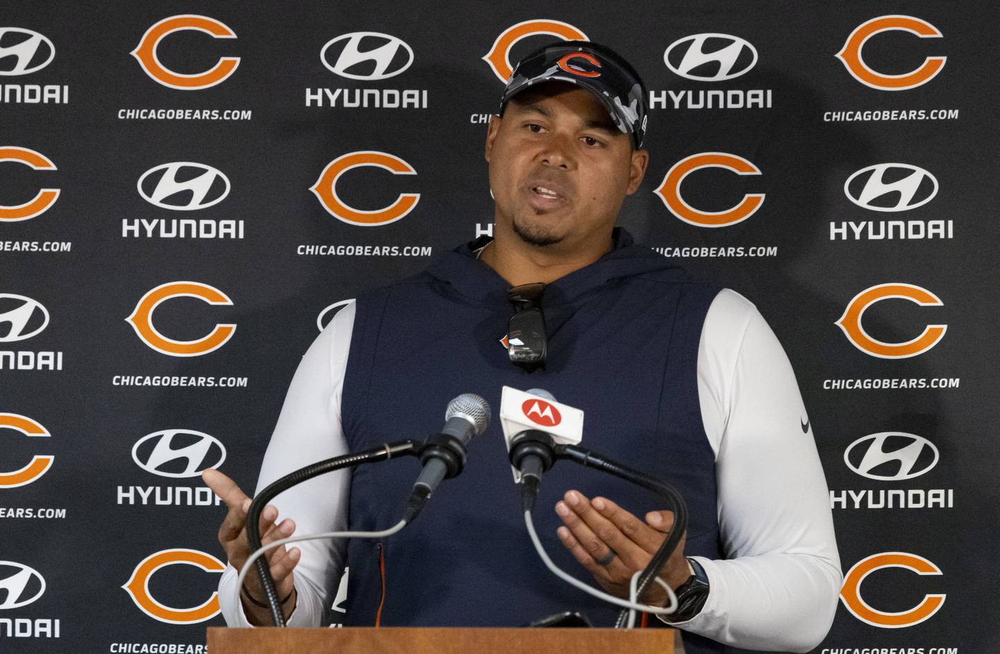 General manager Ryan Poles addresses the Roquan Smith contract situation after practice Aug. 9, 2022, at Soldier Field.