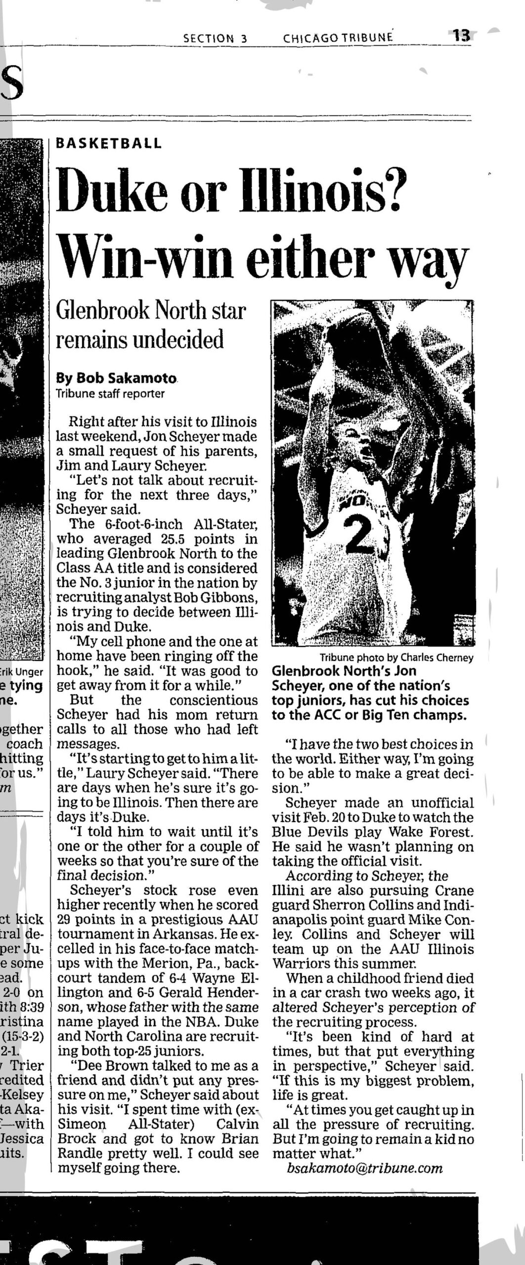 Glenbrook North’s Jon Scheyer was highly recruited out of high school but ultimately chose Duke over Illinois.