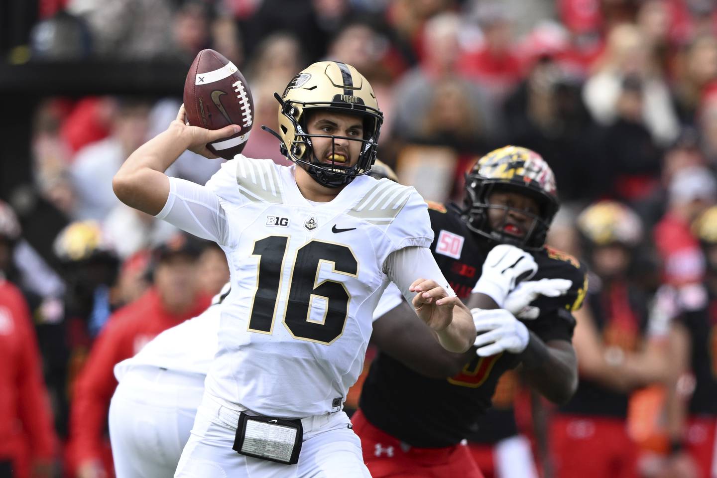 Purdue quarterback Aiden O'Connell throws against Maryland on Oct. 8 in College Park, Md. 