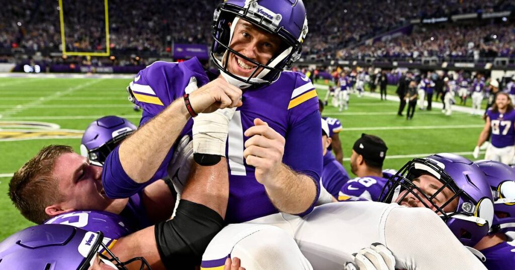 Minnesota Vikings complete the biggest comeback in NFL history, beating the Indianapolis Colts 39-36 in OT to clinch the NFC North
