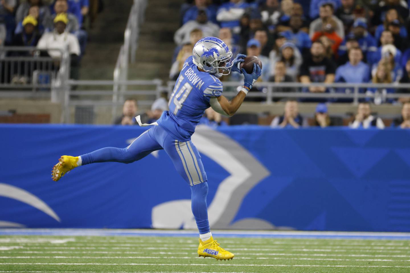 Lions wide receiver Amon-Ra St. Brown makes a catch in the second half against the Jaguars on Dec. 4 in Detroit.