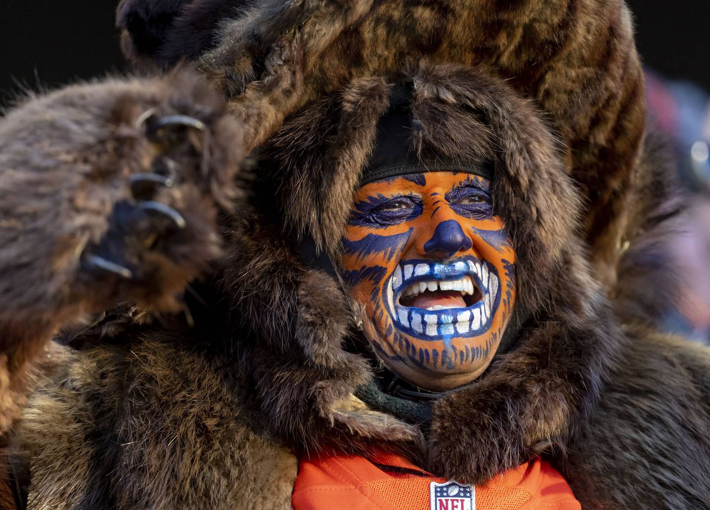 A Bears fan enjoys a game at Soldier Field on Dec. 18, 2022.