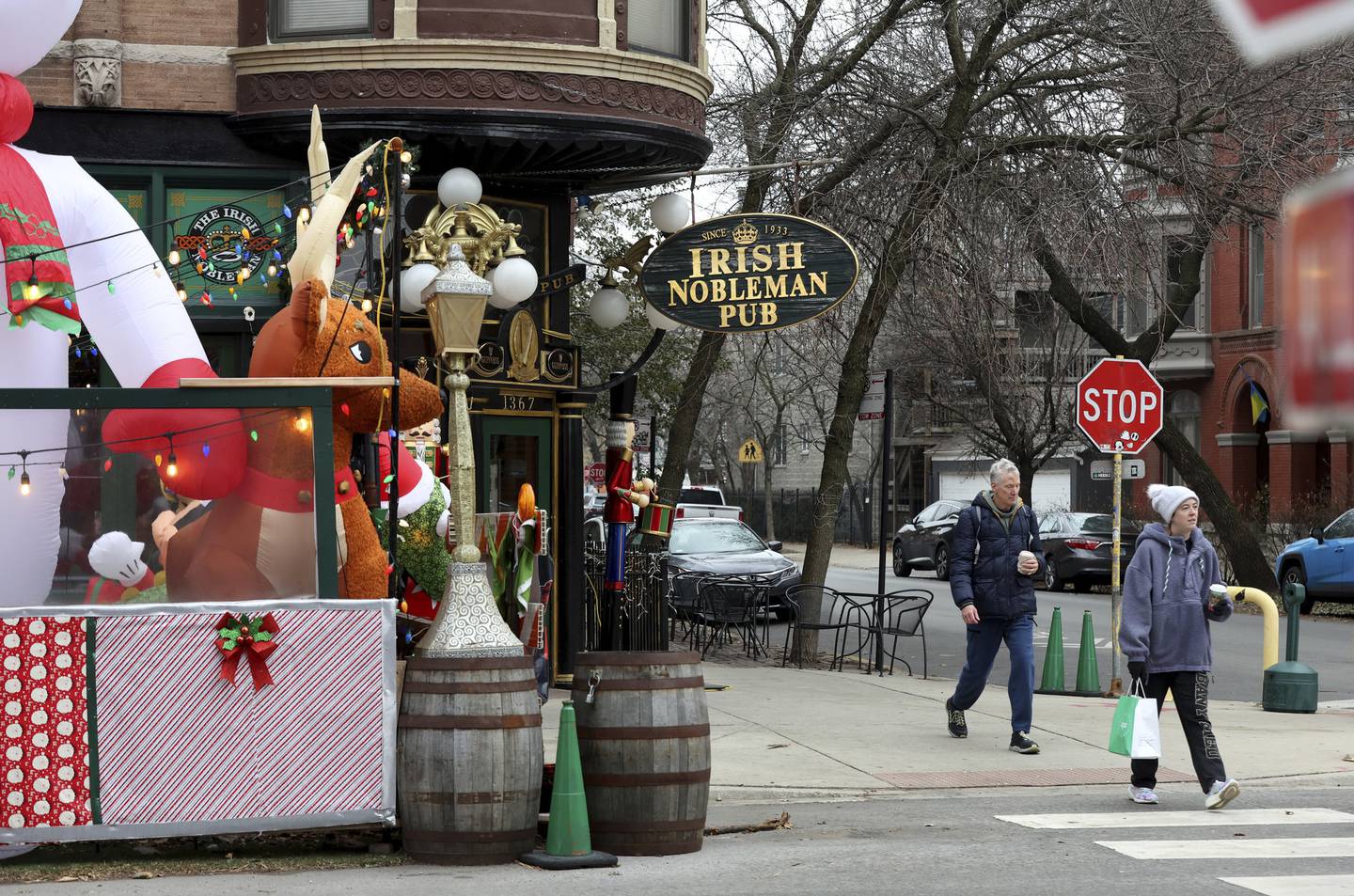 City inspectors asked the Irish Nobleman Pub to remove its annual decorations due to safety concerns for drivers.