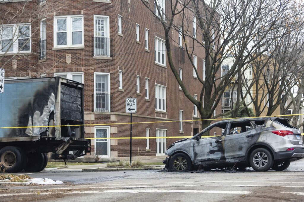 Charges pending against 4 caught after police chase in Lincoln Square ends in fiery car crash