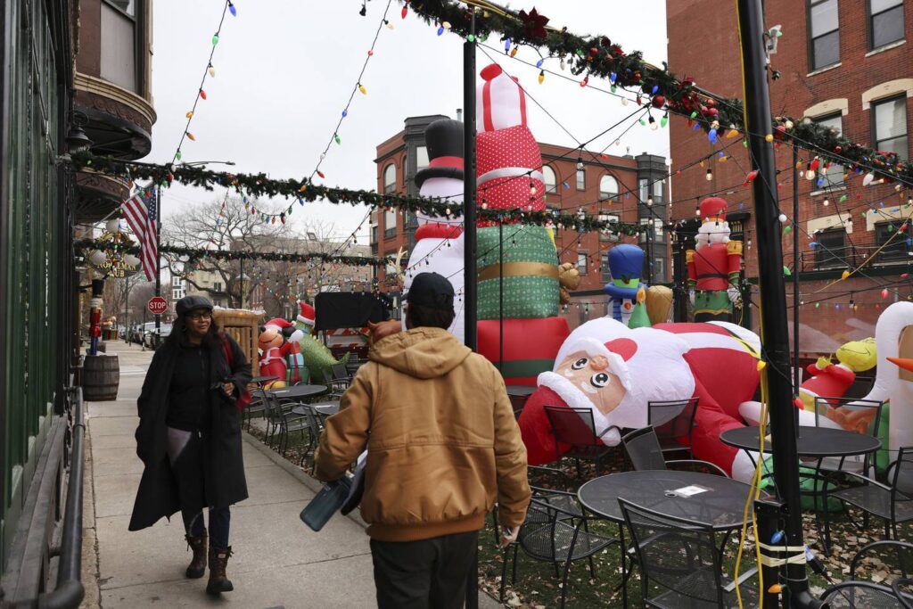 City asks Irish pub in West Town to take down holiday inflatables, as Ald. La Spata denies claims that move was political