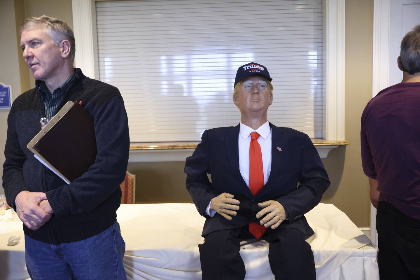 A Trump doll is displayed after a Republican State Central Committee meeting at the Bolingbrook Golf Club on Saturday, Dec. 10, 2022 in Bolingbrook.