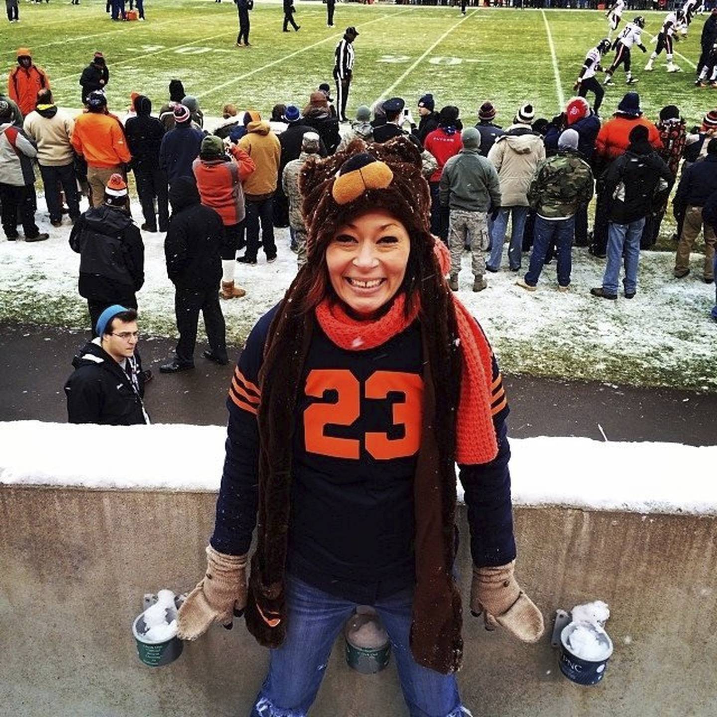 Chicago Bears fan Vanessa Corral for a Bears-Browns game in 2014.
