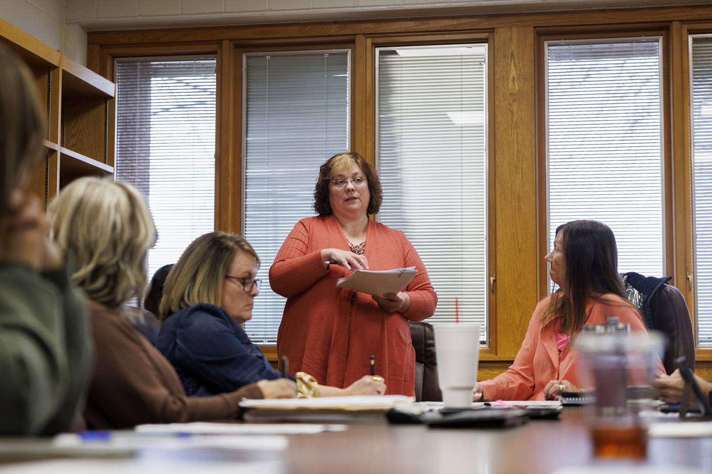 Garrison Principal Denise Waggener speaks during a school board meeting in November. 